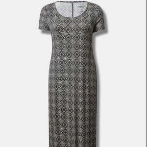 Maxi Super Soft Slit Dress - Ditsy Tribal Print